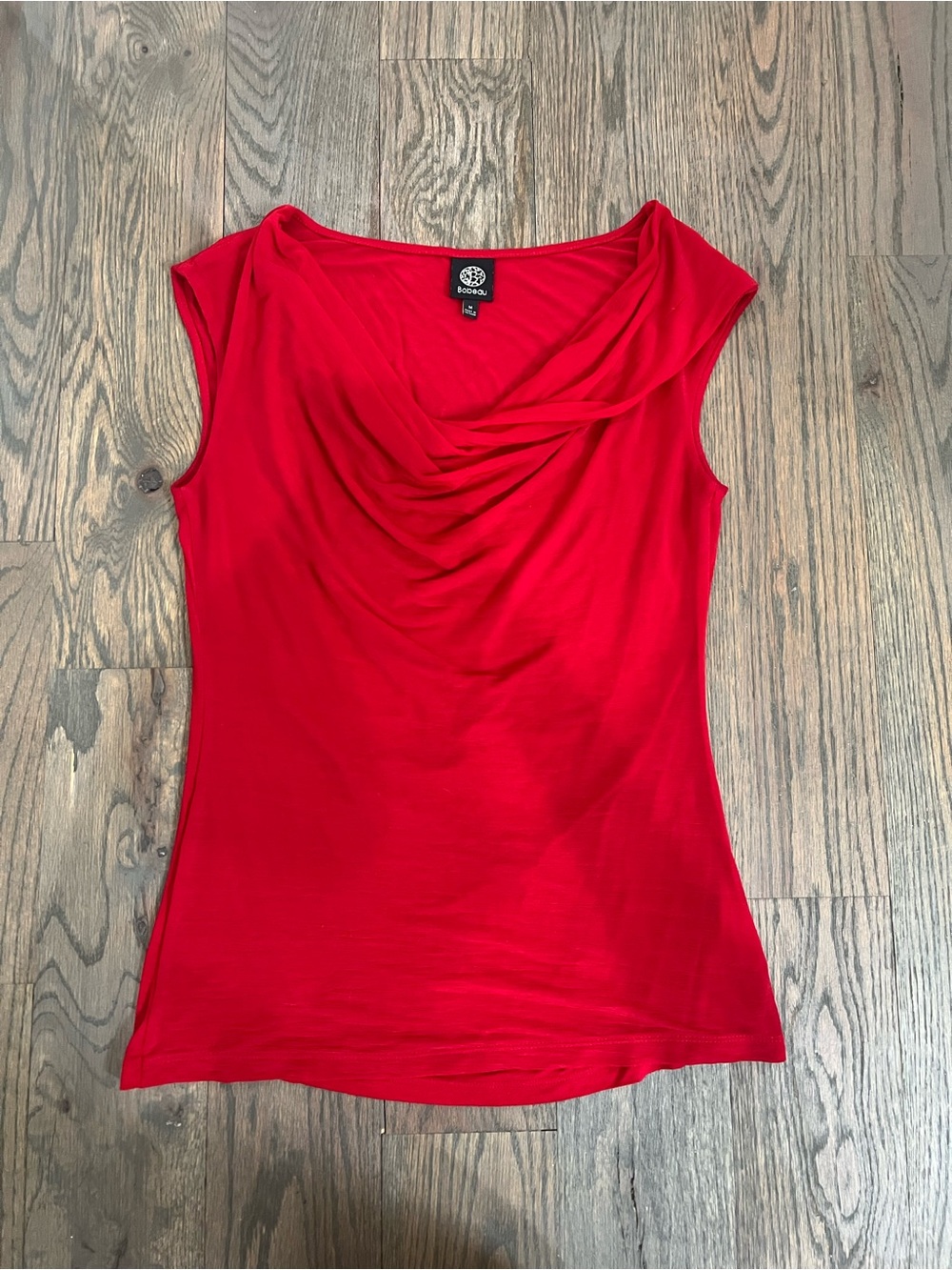 bobeau Red Draped Cowl Neck Sleeveless Top